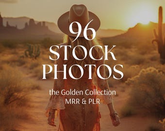 96 Golden Stock Images Boho Life Style Stock Photos Aesthetic Faceless Social Media Marketing MRR PLR Stock Photos AI Photos Canva Template