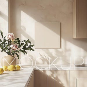 Quadratische Leinwand Mockup Wand Kunst Mockup PSD Leinwand Wand Mock Up Minimalistische Leinwand Mockup Canva Vorlage Mockup Küche Quadratischer Rahmen