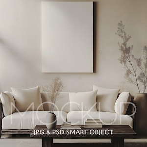 Vertical Canvas Mockup Display Japandi Canvas Mockup 5X7 Canva Mockup PSD Wall Art Mockup Living Room Mock Up Poster Mockup Minimalist