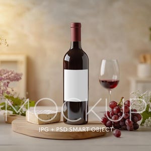 Wine Label Mockup Wine Bottle Mockup Blank Wine Label Mockup PSD Smart Object Mockup Blank Label Canva Template JPG Label Mockup for Party
