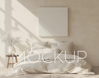 Square Canvas Mockup Display Minimalist Frame Mockup 1:1 Canva Mockup PSD Smart Object Art Print Mockup Square Frame Mock Up Wall Art