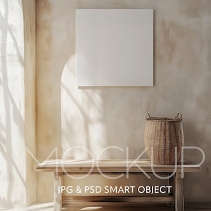 Square Canvas Mockup Display Canvas Frame Mockup Wall Art Canvas Mockup PSD Art Print Wall Mockup Poster Canvas Mock Up Minimalist Aesthetic