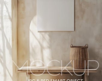 Vierkante canvas mockup display canvas lijst mockup muurkunst canvas mockup PSD Art Print muurmodel poster canvas mock-up minimalistisch esthetiek