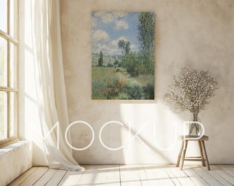 Vertical Canvas Mockup for Wall Art 5x7 Mockup PSD Art Print Mockup Vertical Print Mock Up Boho Painting Mockup Living Room Canvas Mockup