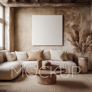 Quadratische Leinwand Mockup Bauernhaus Rahmen Mockup 1:1 Leinwand Mockup PSD Smart Objekt Rahmen Kunstdruck Mockup Wand Leinwand MockUp Wand Kunst Rahmen