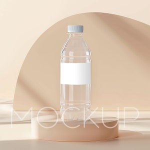 Maqueta de etiqueta de botella de bebida Maqueta de calcomanía de botella de agua Maqueta de etiqueta de botella de podio Maquetas de etiqueta de botella Plantilla Canva JPG PSD Maqueta de etiqueta 8X2 Fiesta de bodas
