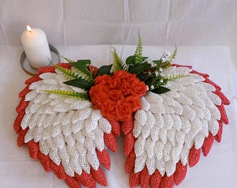 Angel Wing Memorial Wreath, Handcrafted Remembrance Tribute, Sympathy & Graveside Decor