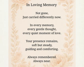 Memorial Poem Print, Remembrance Gift, Sympathy Wall Art (Digital Download)