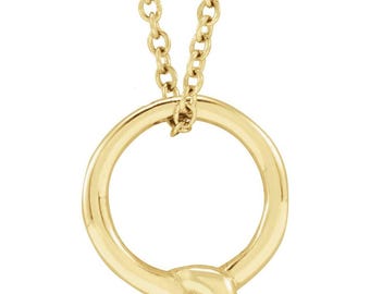 14K Yellow Gold Circle Knot 18" Necklace