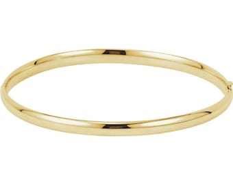 14K Yellow Gold 4 mm Hinged Bangle 7" Bracelet