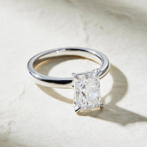 2.00ct Radiant Cut Lab-Grown Diamond Solitaire Ring: 14K White Gold, IGI Certified