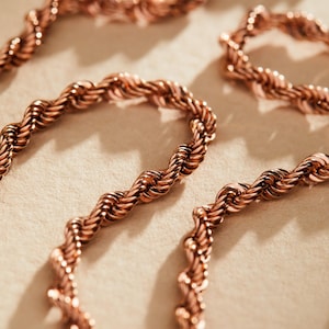 14k Rose Gold Rope Necklace / Rope Chain Necklace / Rose Gold Rope Chain for Women / Elegant Jewelry for women