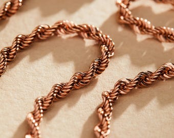 14k Rose Gold Rope Chain Necklace - 16 inch