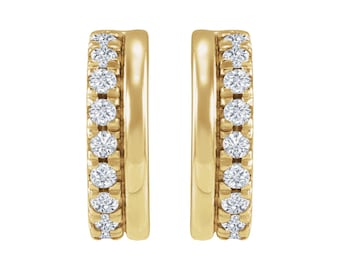 14K Yellow Gold 3/8 CTW Lab-Grown Diamond French-Set C-Hoop Earrings
