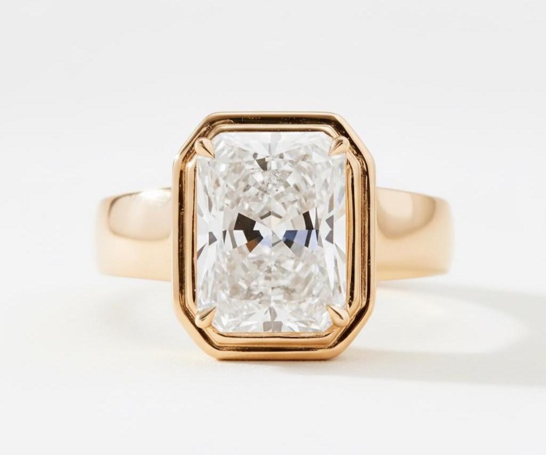 4.00 Carat Radiant Cut Lab Diamond Engagement Ring: 14K Gold Candy ...