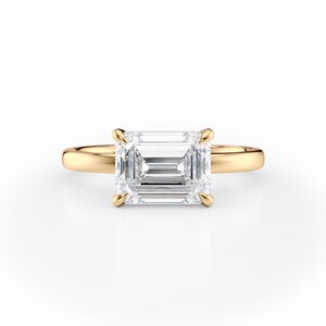 2ct Emerald Cut Lab Grown Diamond Solitaire Ring | 14k Yellow Gold Minimalist Engagement Ring | Dianty Wedding Ring | Gift For Bride