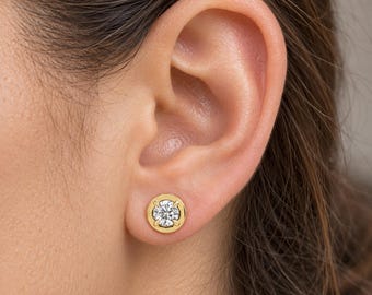 14K Yellow Gold 1 CTW Lab-Grown Diamond Stud Earrings