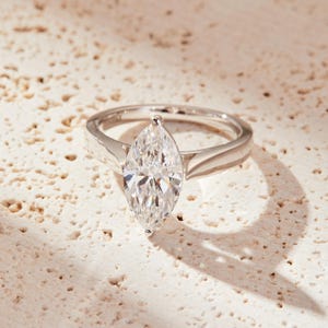 2.00 Carat Marquise Lab Grown Diamond Engagement Ring - 14K White Gold Solitaire, IGI Certified