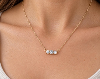 14K Yellow Gold 1/5 CTW Natural Diamond Three-Stone 18" Necklace