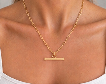 14K Yellow Gold Toggle 18" Necklace
