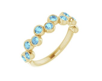14K Yellow Gold Natural Aquamarine Bezel-Set Ring