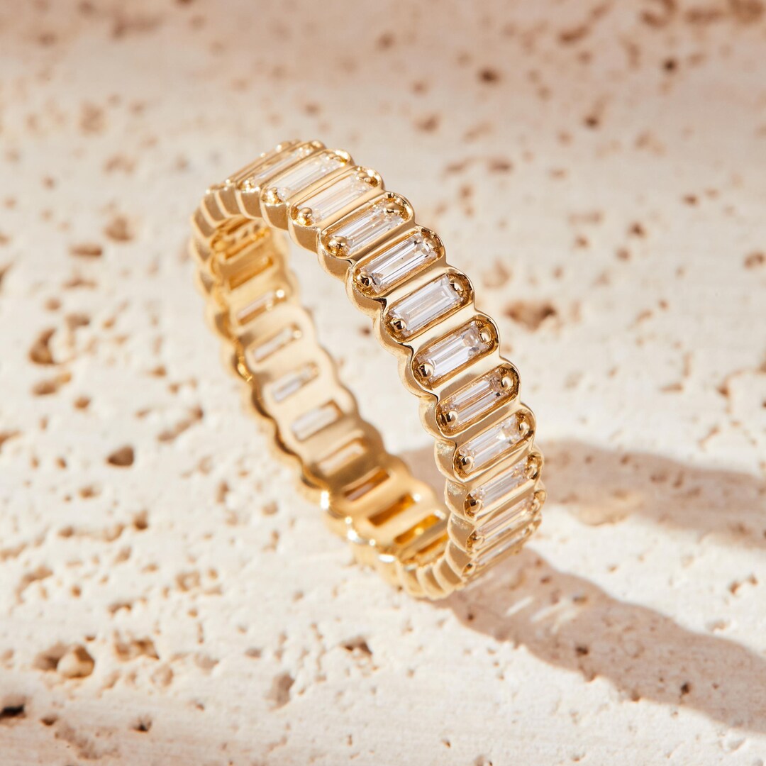 14K Gold Baguette Lab Grown Diamond Eternity Band - Etsy