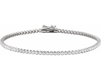 14K White Gold 1 5/8 CTW Natural Diamond Lightweight Line 7" Bracelet