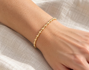 14K Yellow Gold Beaded 7" Bracelet