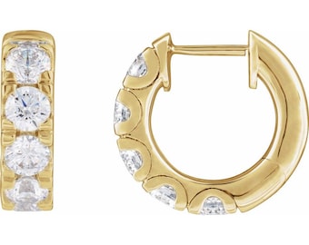 14K Yellow Gold 1 7/8 CTW Lab-Grown Diamond Hinged 14.7 mm Hoop Earrings