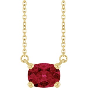 14K Yellow Gold Lab-Grown Ruby Solitaire 18" Necklace