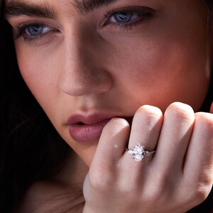 2.00 Carat Oval Shape Lab-Grown Diamond Engagement Ring with Side Pear Shape Stones in 14k Gold, F Color, VS1 Clarity, IGI Certified