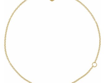 14K Yellow Gold Heart 6 1/2-7 1/2" Bracelet