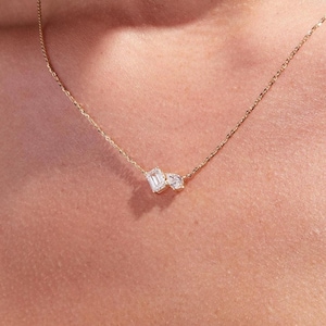 14k Gold Toi et Moi Necklace: 1.00 Carat Lab Grown Diamond Jewelry