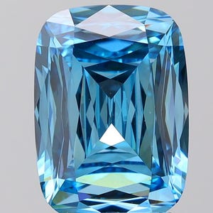 3.17 ct Fancy Vivid Blue Lab Grown Diamond, VS1 Rectangular Cushion Cut, IGI Certified