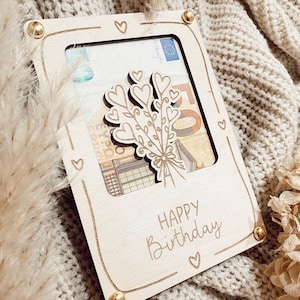 Holzkarte für Geldgeschenk, Holzkarte Geburtstag, Geldgeschenk personalisiert, Geburtstagskarte Holz, Geldgeschenk, Geburtstagskarte
