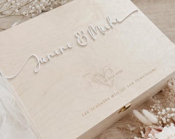 Erinnerungskiste Hochzeit personalisiert mit Namen aus Acryl | Erinnerungsbox Hochzeit | Geschenk zur Hochzeit | Geschenk Brautpaar