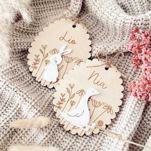 Personalisiertes Osterkörbchen mit Name | Osterkorb für Kinder | Osternest aus Weide | Geschenk zu Ostern | Holzanhänger Gans
