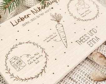 Weihnachtsmann-Tablett Aus Holz – Für Milch, Kekse & Karotten Am Heiligabend (30x20 Cm)