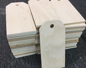 50 Pack of Wood Hang Tags 3&quot;x5&quot;x 1/5&quot; thick Unfinished Wood Tags Shape, Sign Blanks, Dog Ear Tag, ready to paint, DIY.
