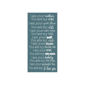 REUSABLE STENCIL, 6281 J, 11&quot;x20&quot;, I am your Mother You are my Child, Craft Stencil, DIY, Painting Stencil, Wall Stencil