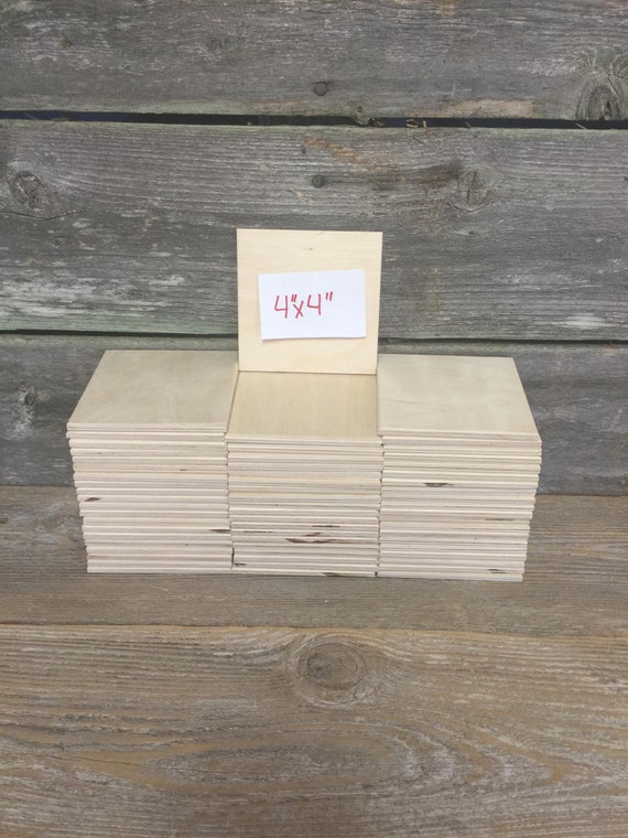 60 Pack of 4x4x 1/45.2mm Thick Unfinished Wooden Squares, Sign