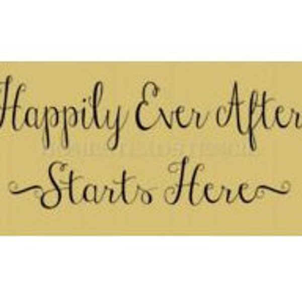 STENCIL, 5885 K, 8"x18", Happily Ever After Starts Here,   Painting Template, Craft Stencil, DIY, Painting Stencil, Wall Stencil