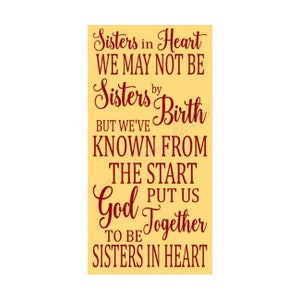 STENCIL, 7680 N, 12&quot;x24&quot;, Sisters in heart,  Stencils, Craft Stencil,  Wall Stencil, DIY,  not a sign,  Wall Stencil, Stencils, Wall Decor