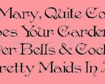 PRIMITIVE STENCIL -Item 4726 K - Mary Mary Quite Contrary Nursery Rhyme - Make Your Sign - Clear 5Mil Mylar