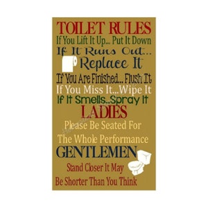 STENCIL, 7983 J, 11&quot;X20&quot;, Toilet Rules, Bathroom Sign Stencil, Sign Stencil, Reusable Sign Stencil, Painting Supplies
