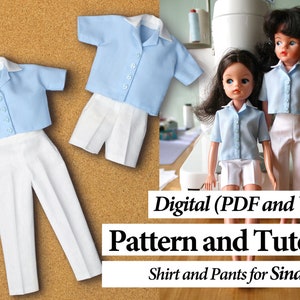 Sindy Doll, Shirt and Pants Digital Sewing Pattern and Tutorial (PDF) INSTANT DOWNLOAD (12” dolls and similar size)