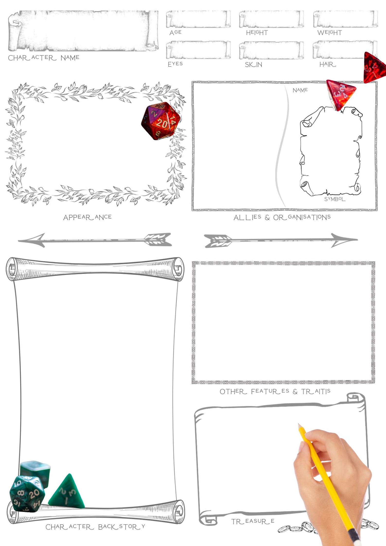 D&D 5E Character Sheet - Custom Hand-designed, Printable Template - Etsy