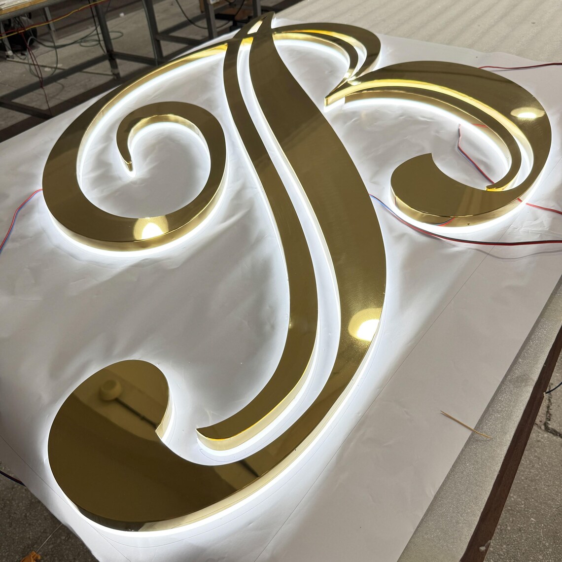 Gold Mirror Backlit LED Channel Letters: Custom Stainless Steel Signage ...