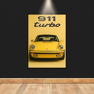 Poster digitale 911 Turbo - Stampa artistica da parete retrò, download di immagini di auto tedesche classiche, carta da parati stampabile, decorazione da garage, regalo di compleanno
