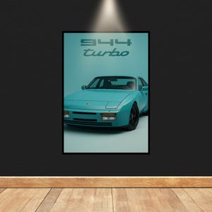 Poster digitale 944 Turbo - Stampa artistica da parete retrò, Download di illustrazioni di auto tedesche classiche, Carta da parati stampabile, Decorazione da garage per corse, Regalo di compleanno